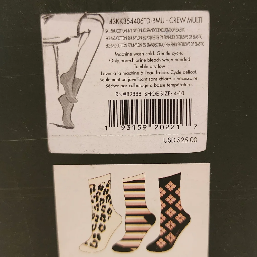 Kate Spade Black and Pink Crew‎ Socks Set NWT